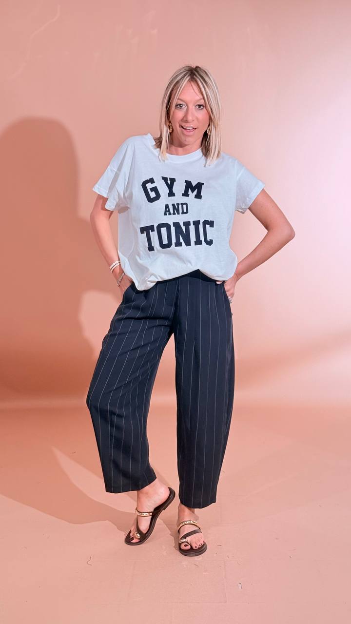 LEVA T-shirt scritta gym&tonic FIT30241 BLU 
