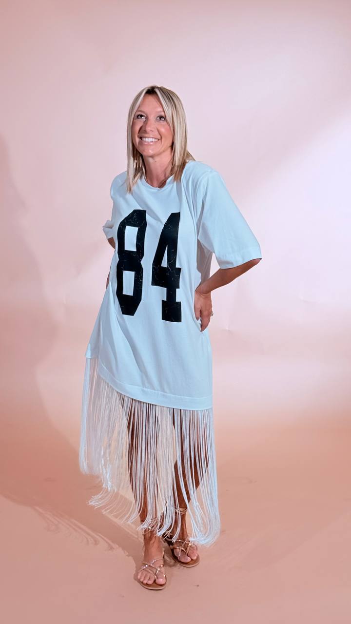 MOTEL 84 dress con frange 38976G BIANCO 