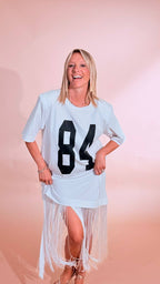 MOTEL 84 dress con frange 38976G BIANCO 