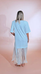 MOTEL 84 dress con frange 38976G BIANCO 