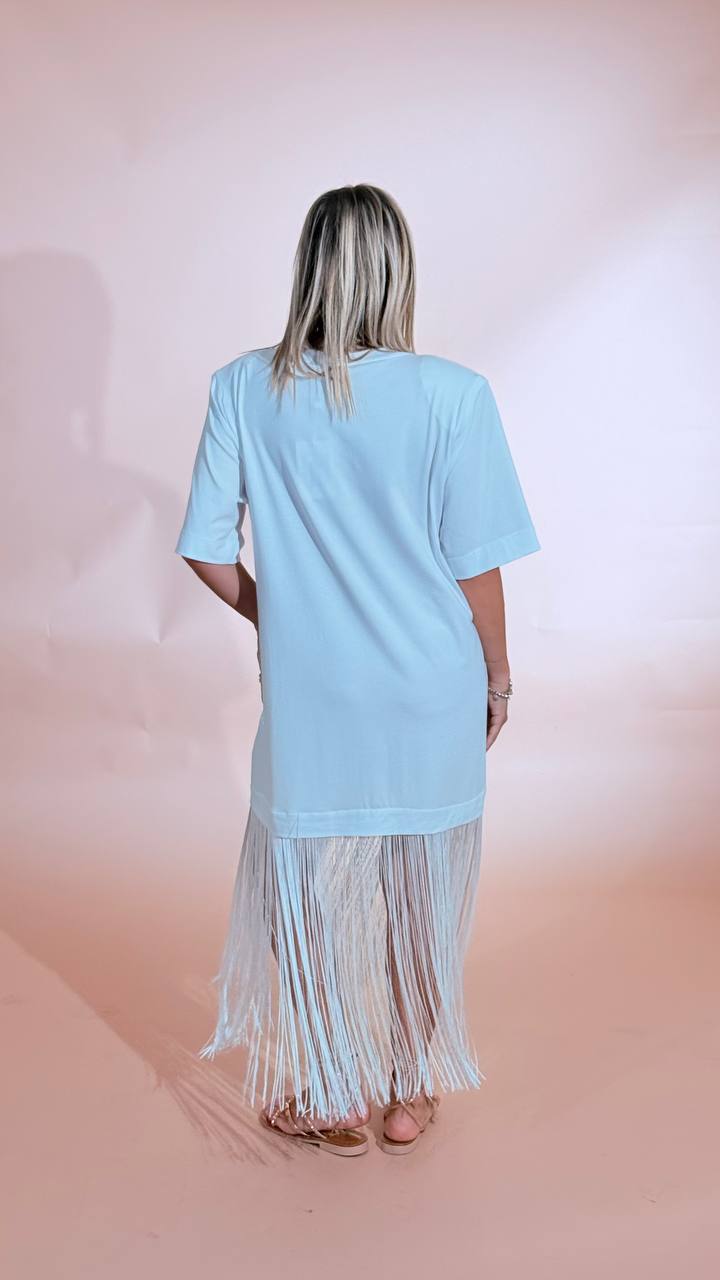 MOTEL 84 dress con frange 38976G BIANCO 