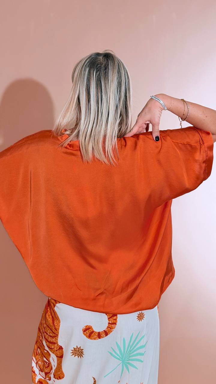 MOTEL maniche corte effetto seta C125C05Q ARANCIO 