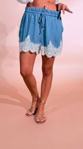 MOTEL Lady short inserto pizzo S26PA63 DENIM 