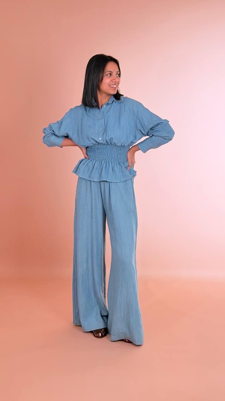 HAVE ONE Camicia con elastico in vita CMA-Q242 DENIM 