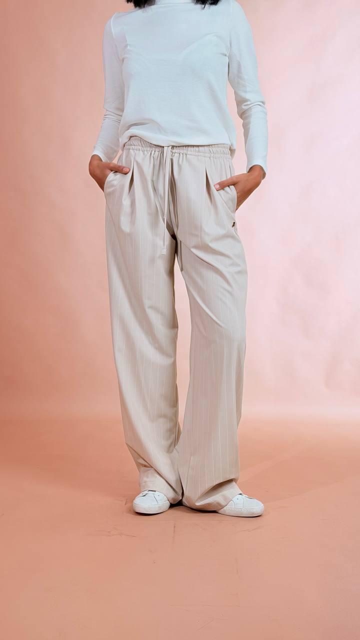HINNOMINATE Pantalone gessato con elastico HMABW02567 BEIGE 