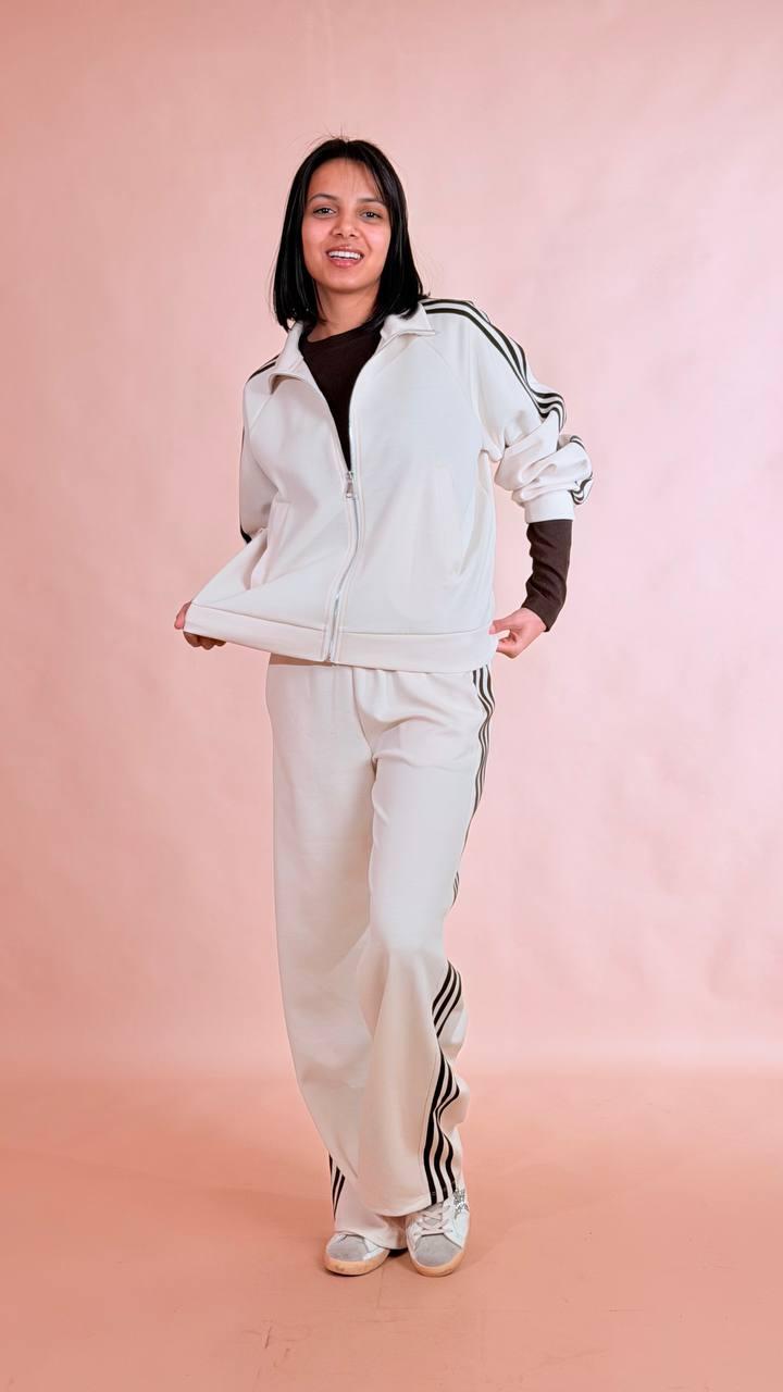 LEVA Tuta con felpa e pantalone con bande 27644 PANNA 