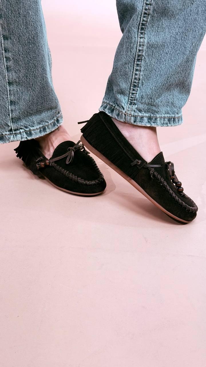OVYE Mocassino scamosciato con frange MY62405 MORO 