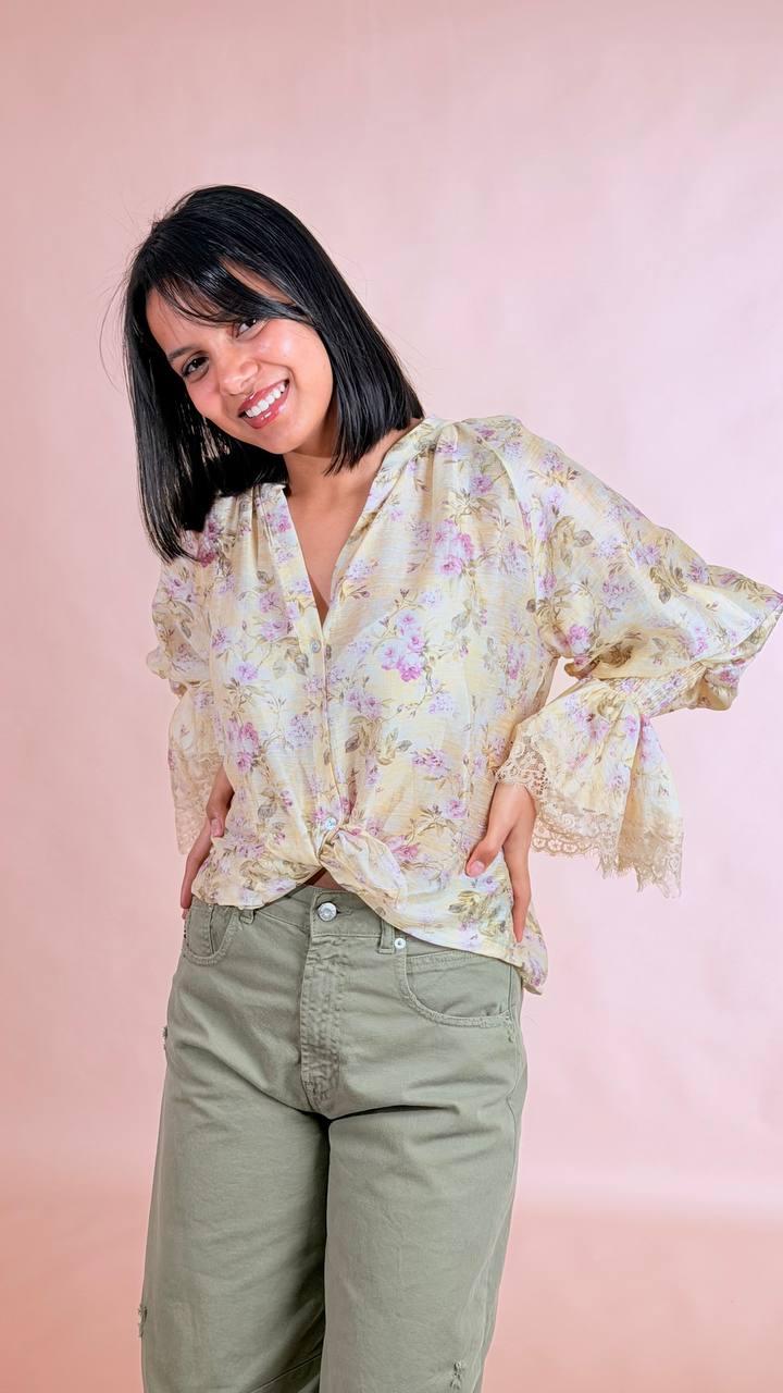 MOTEL Camicia floreale S26C591 GIALLO 