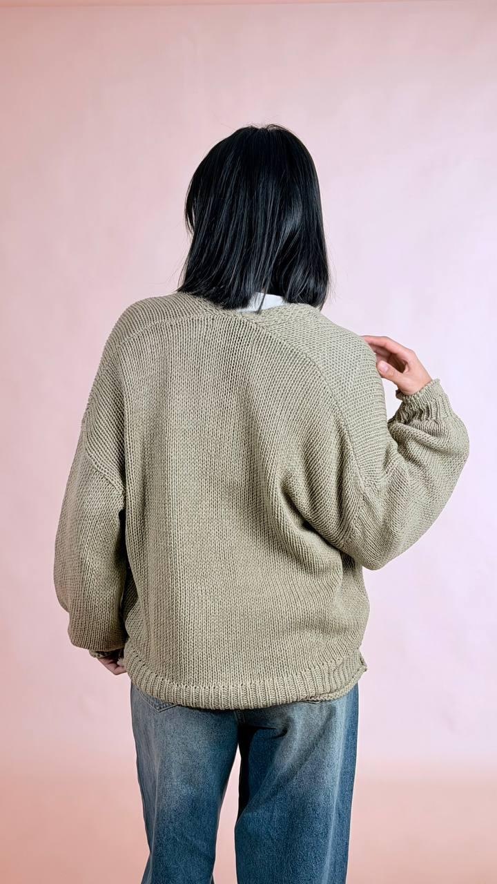 HAVE ONE Cardigan bottoni tasche JIT-Q007 VERDE 