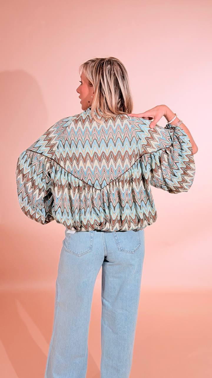 SOUVENIR Bomber zig zag F39X1465 AZZURRO 