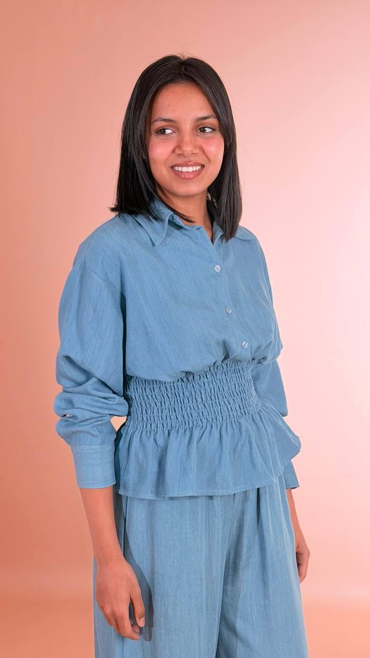 HAVE ONE Camicia con elastico in vita CMA-Q242 DENIM 