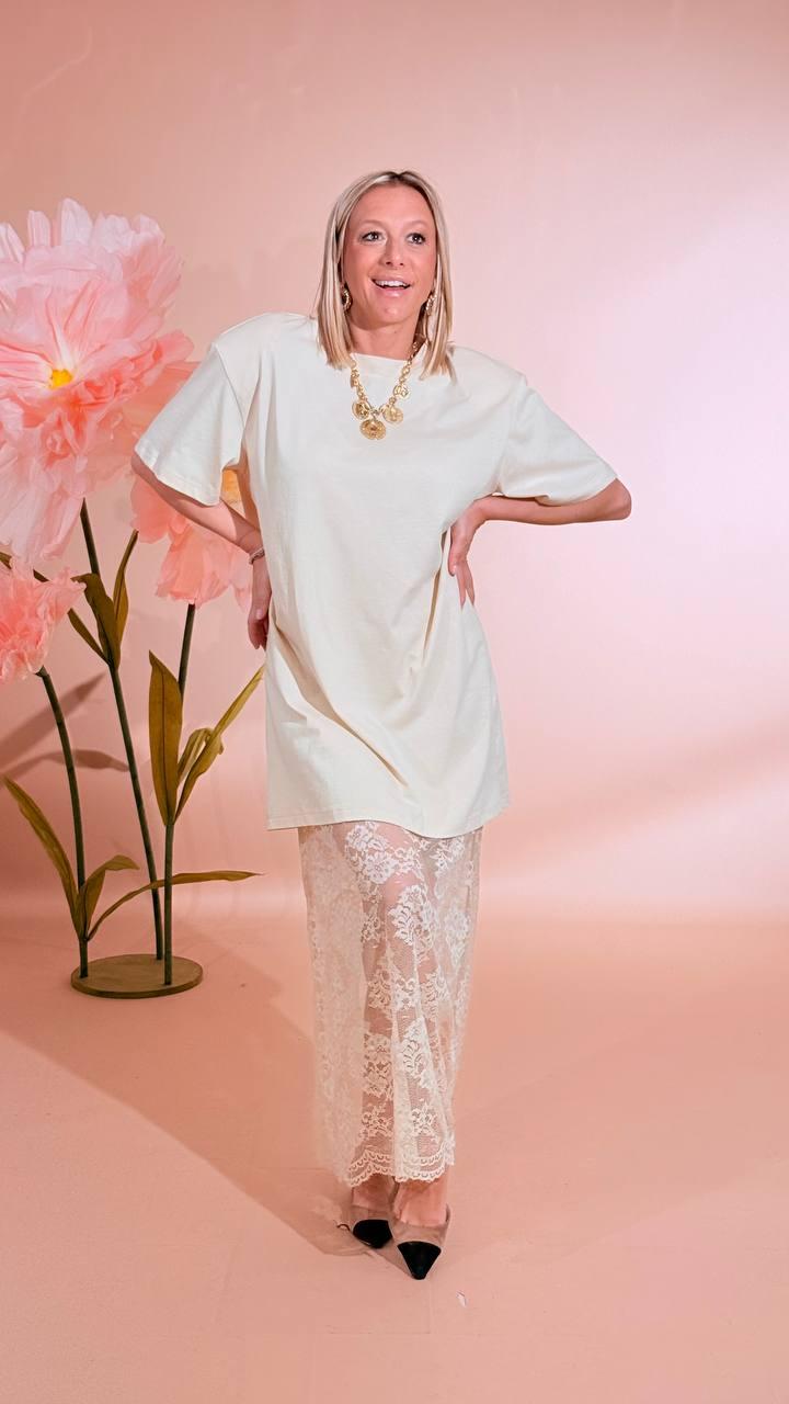 HAVE ONE Abito - t-shirt con pizzo AVS-Q082 CREMA 