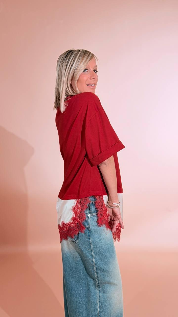 MOTEL T-tshirt pizzo S26M195 ROSSO 