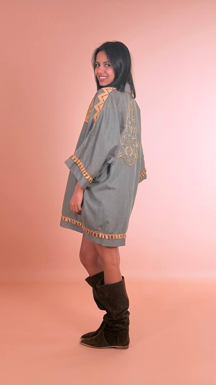 SOUVENIR Abito applicazioni A39P1178 DENIM 