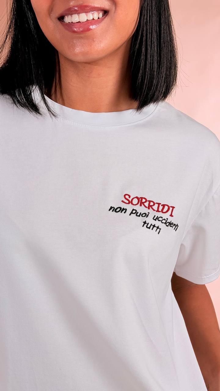 LEVA T-shirt sorridi non puoi ucciderli tutti 1007 TF BIANCO 
