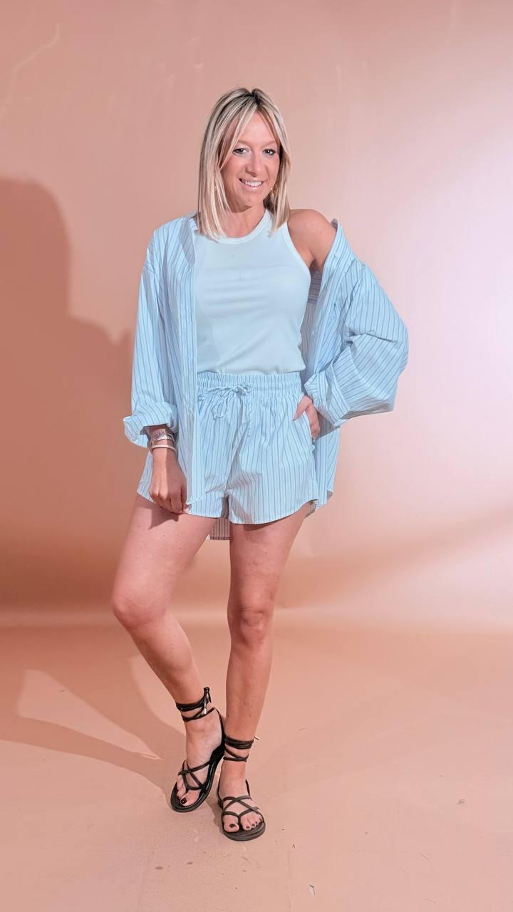 GLAMOROUS Camicia rigata over CK7580A AZZURRO 