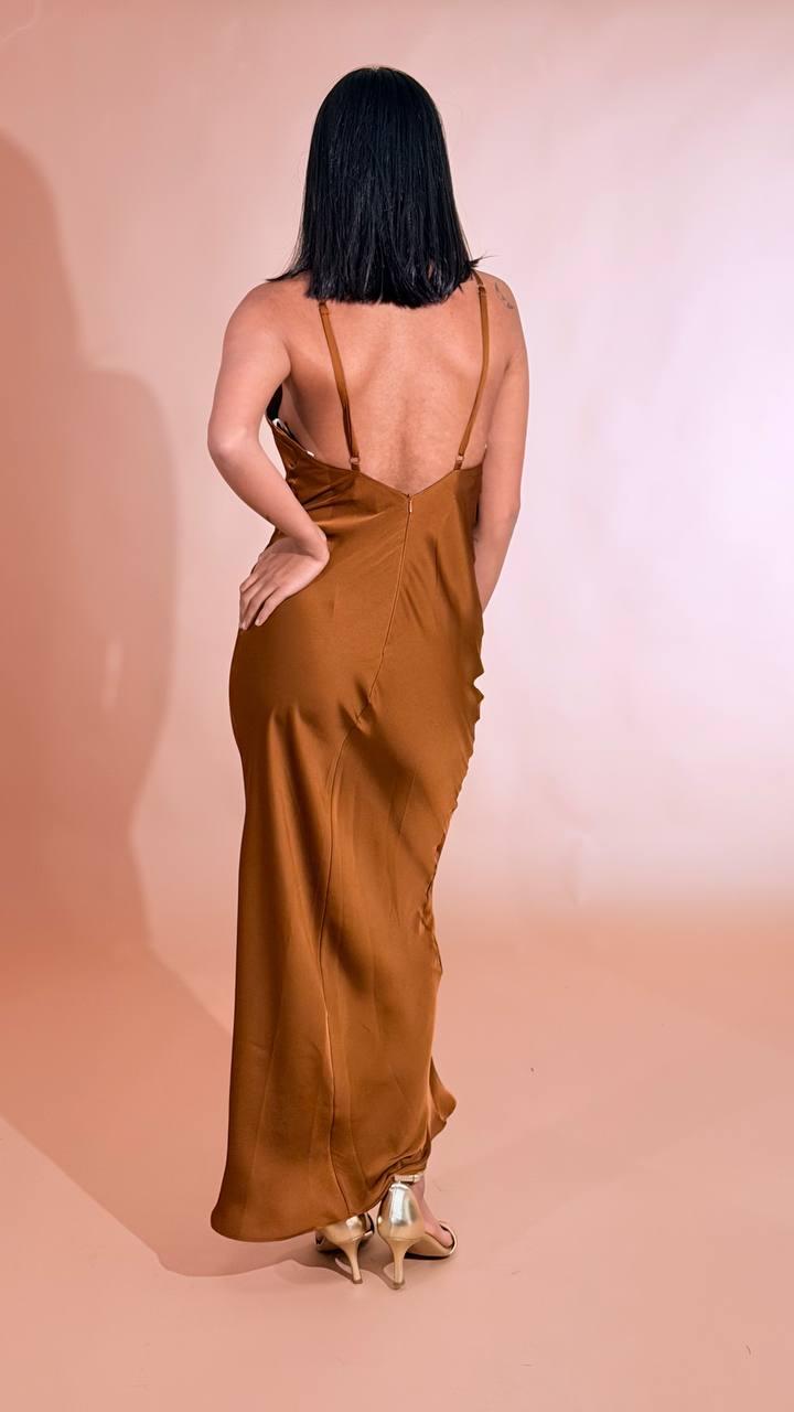 SILENCE Querida dress SLAB018 BORWN 