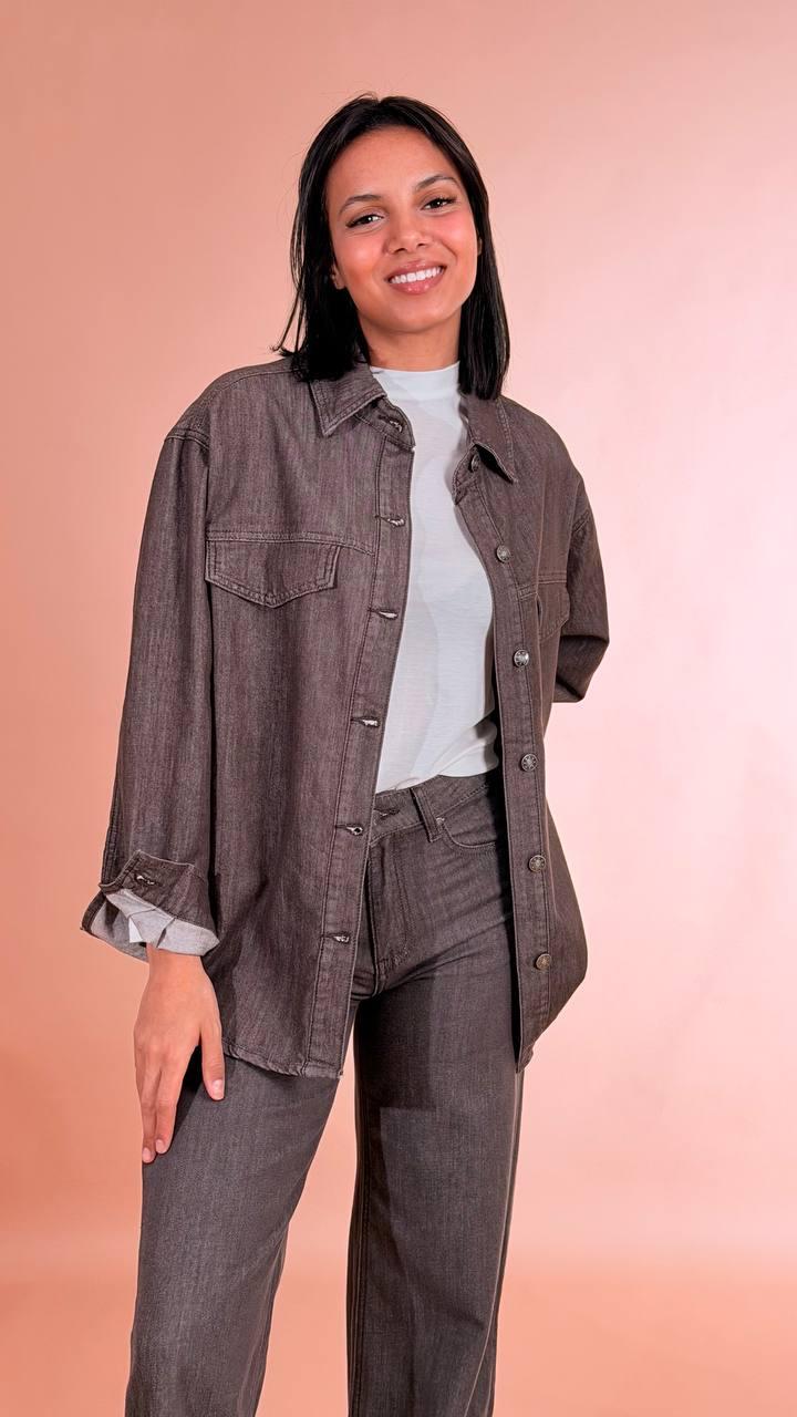 LEVA Camicia denim marrone 91co 9pl FX5201/A MARRONE 