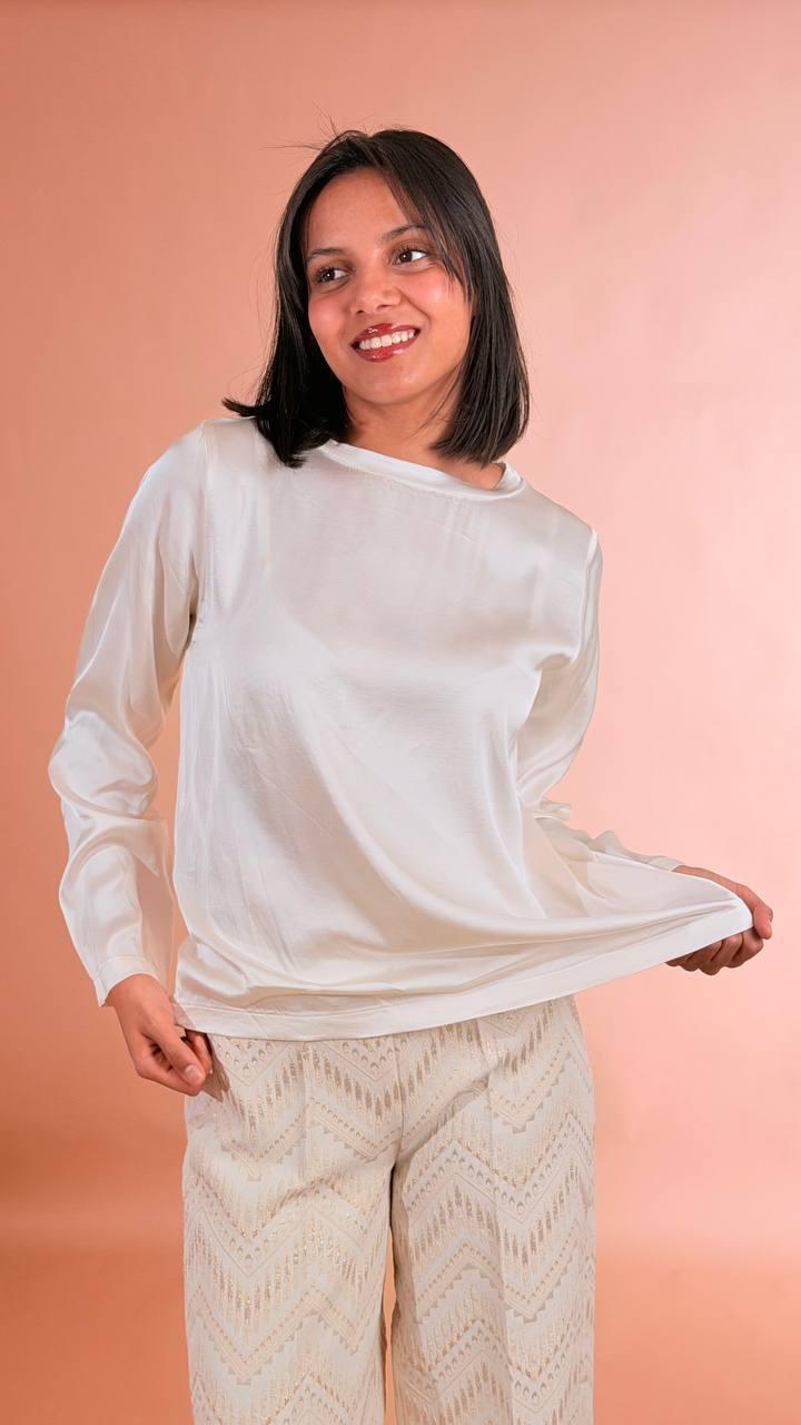 LEVA Tshirt effetto seta 252765 AVORIO 