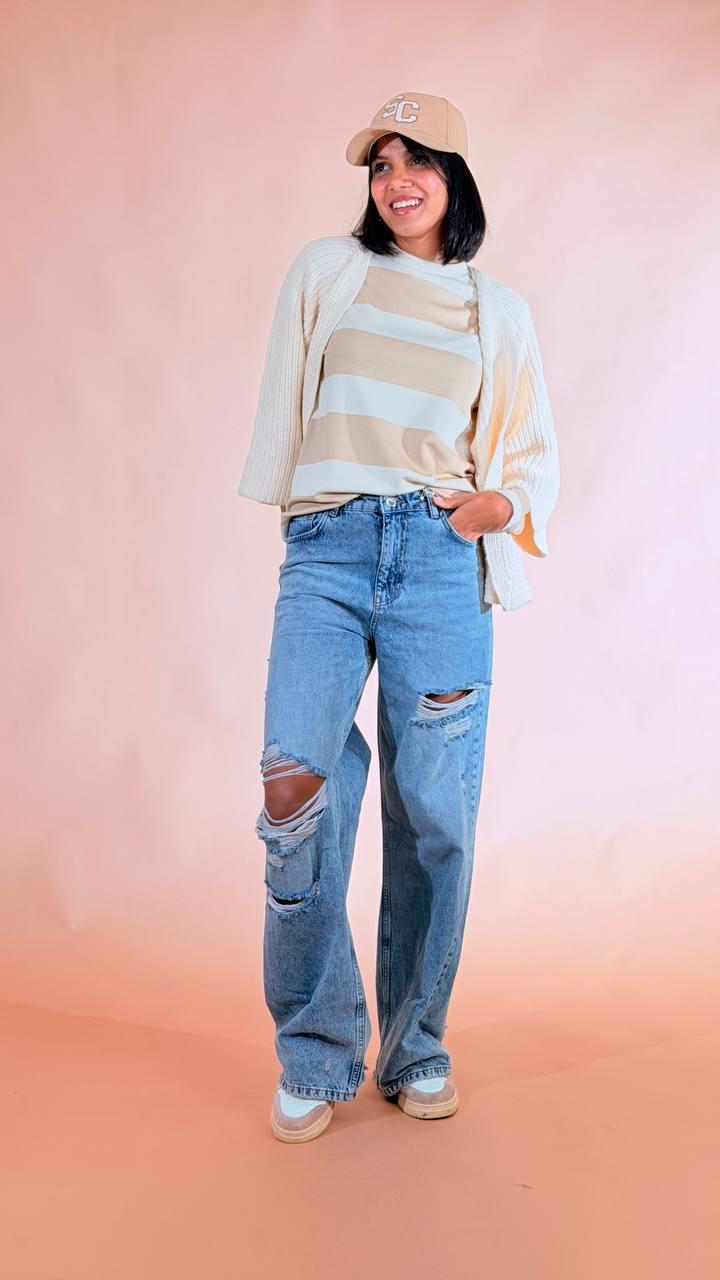 HINNOMINATE Jeans wide leg con strappi HMABW02684 DENIM 