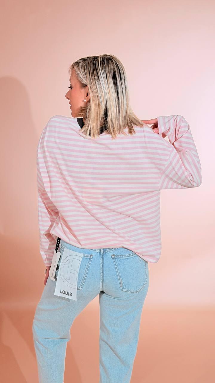 TENSIONE IN T-shirt righe 26M4116 ROSA 