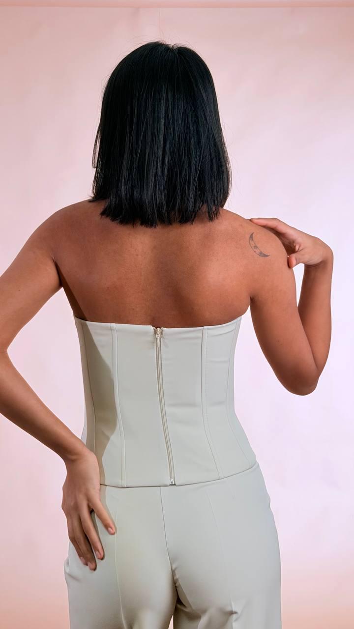 SILENCE Top corsetto BOU870 GREIGE 
