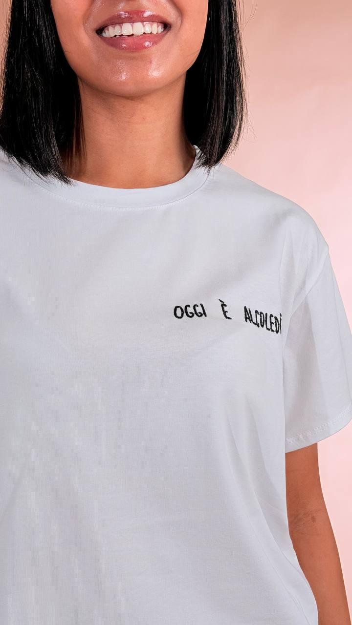 LEVA T-shirt oggi è alcoledi 1008 TF BIANCO 