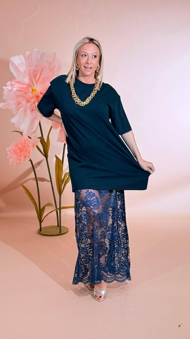 HAVE ONE Abito - t-shirt con pizzo AVS-Q082 BLU 