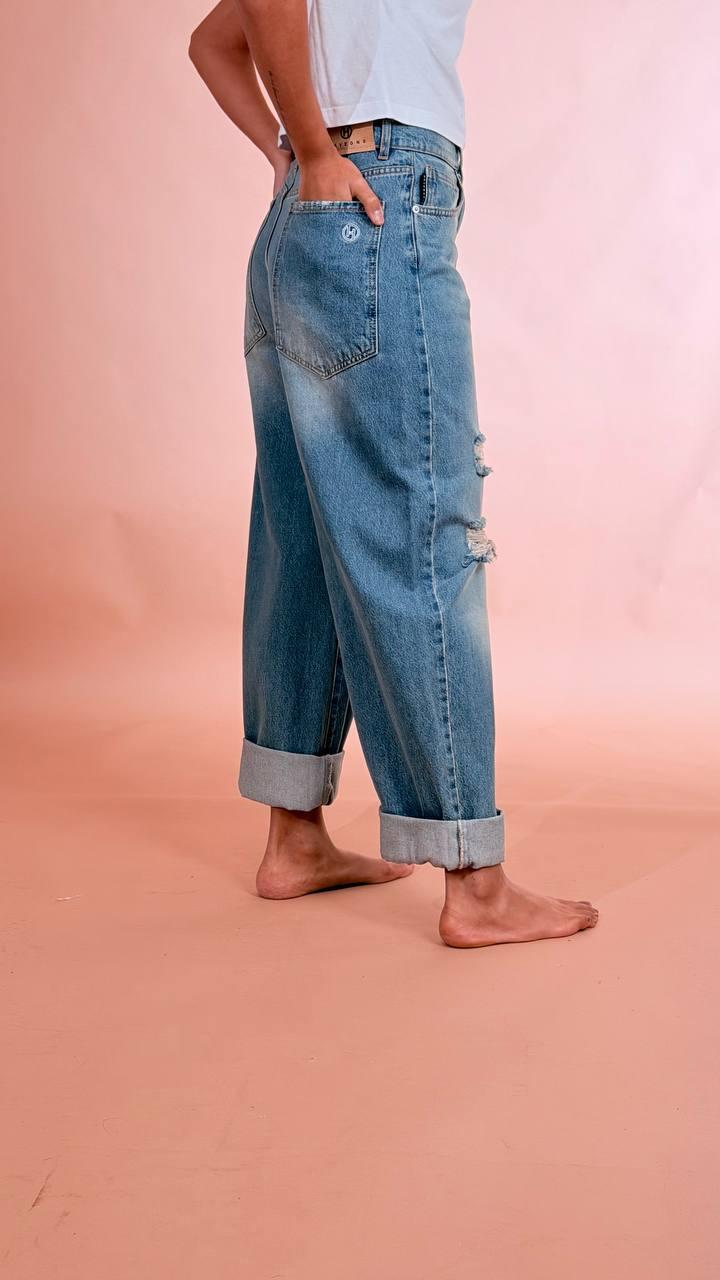 HAVE ONE Jeans stella con risvoltone e rotture PLS-Q042 DENIM 