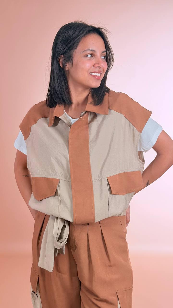 PHILIA LOFT Gilet safari D02E0975 CAMMELLO 