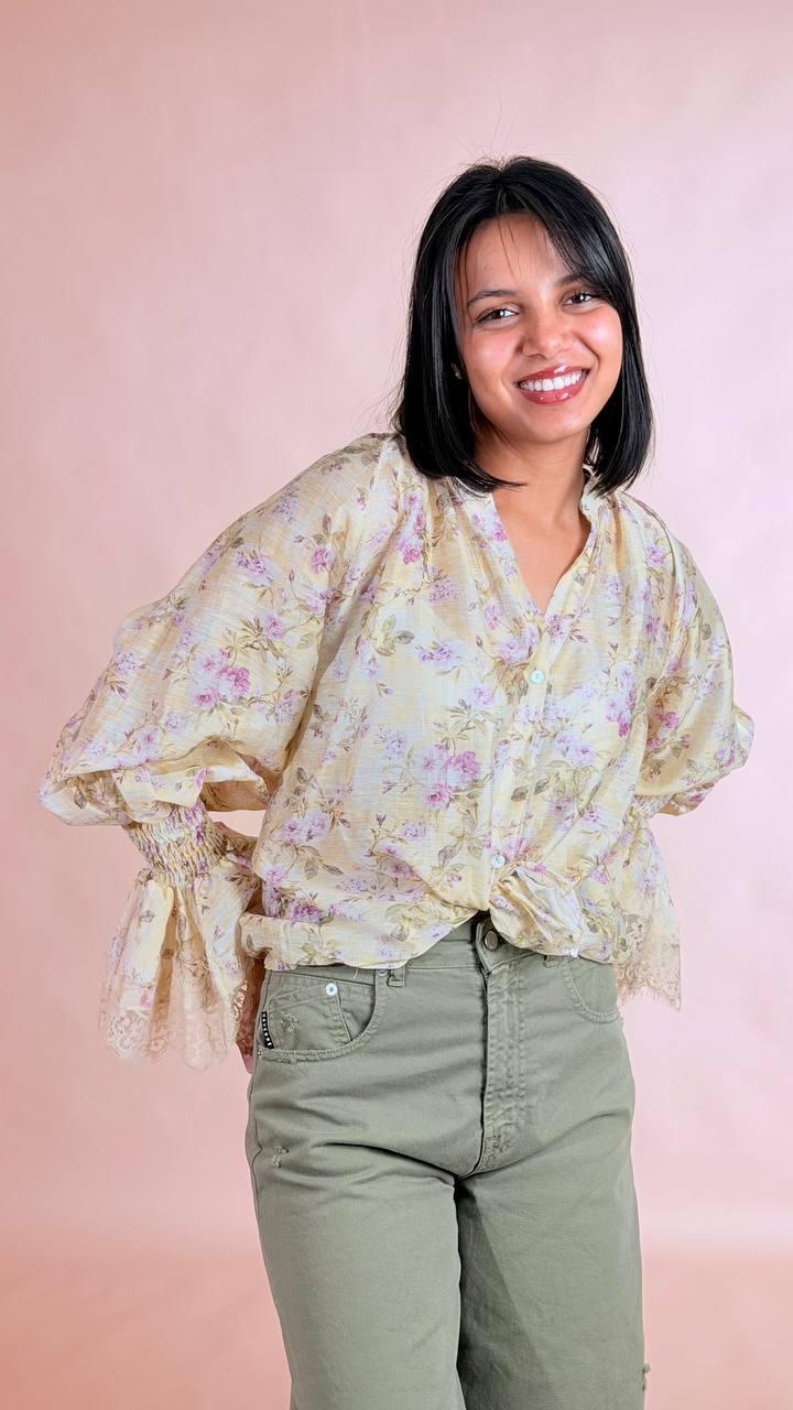 MOTEL Camicia floreale S26C591 GIALLO 