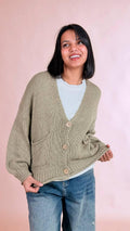 HAVE ONE Cardigan bottoni tasche JIT-Q007 VERDE 