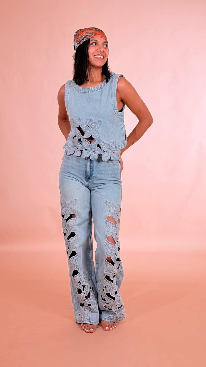 H2O Denim taglio laser petali JIPA DENIM 