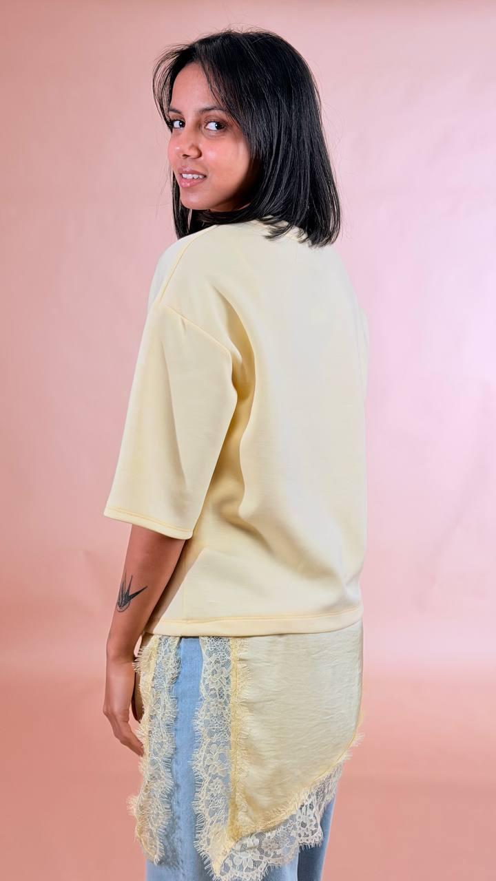 LEVA T-shirt pizzo trasversale 20060 GIALLO 