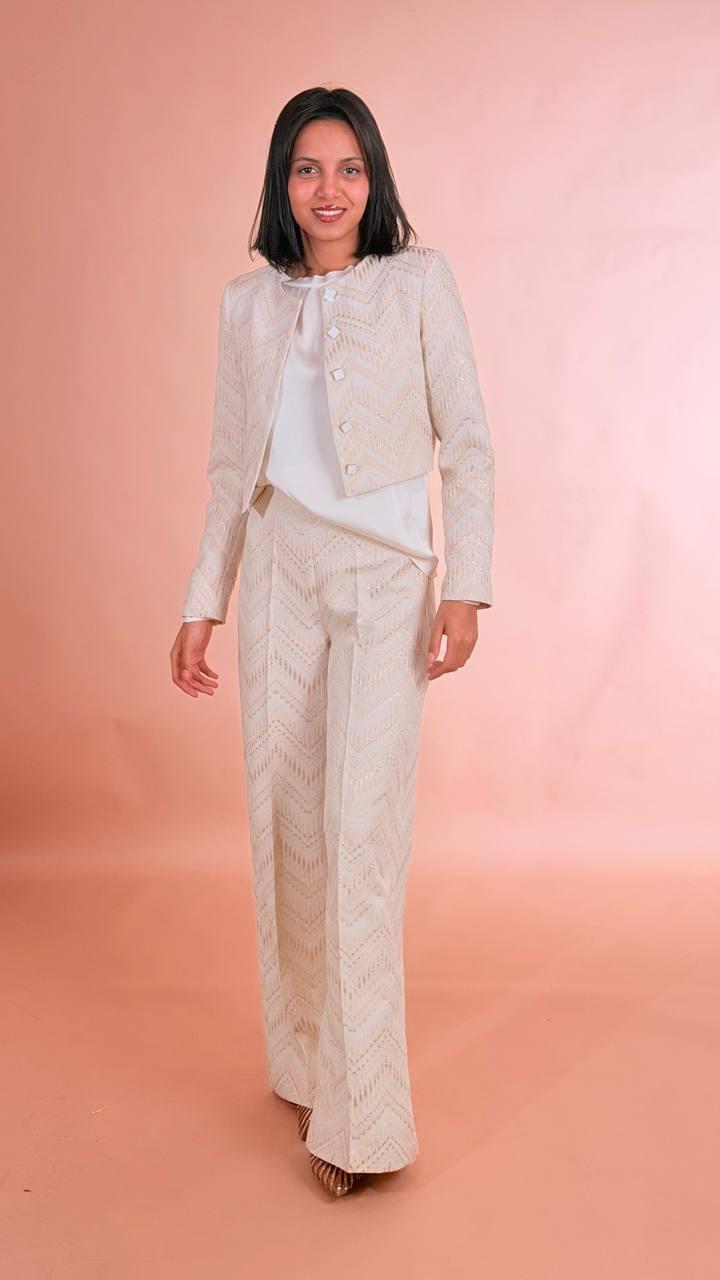 SILENCE Pantalone palazzo PA2221 MILK GOLD 