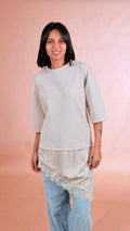LEVA T-shirt pizzo trasversale 20060 AVORIO 