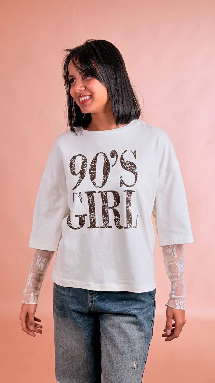 MOTEL T-shirt manica pizzo NE751 PANNA 