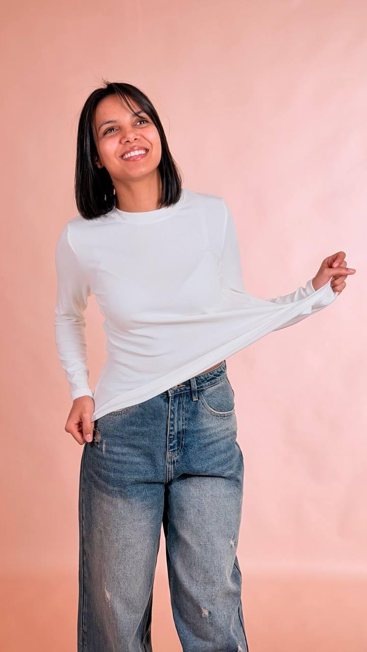LEVA T-shirt manica lunga AL1362 BIANCA 
