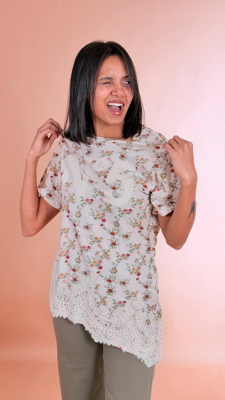 PHILIA LOFT T-shirt fiori pizzo D02E0747 ROSA 