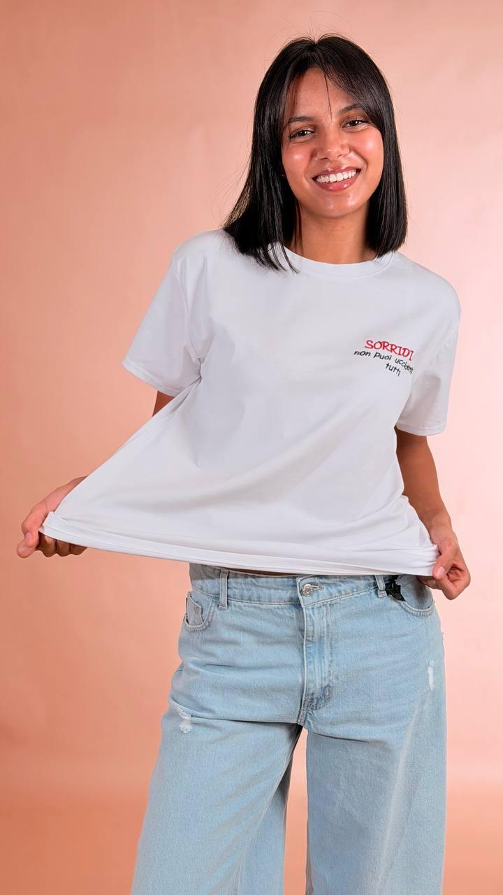 LEVA T-shirt sorridi non puoi ucciderli tutti 1007 TF BIANCO 
