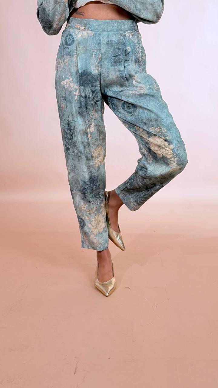 SOUVENIR Pantalone japan scivolato D39N0281 VERDE ACQUA 