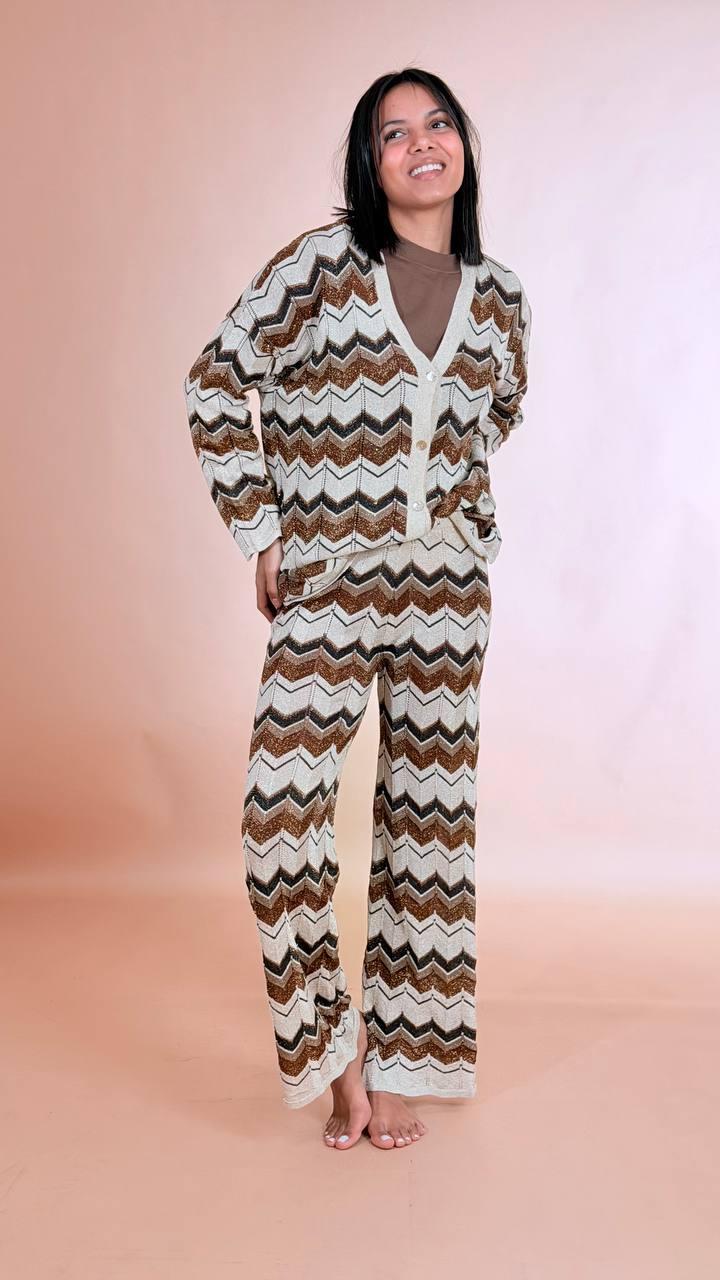 SOUVENIR Cardigan zigzag 70vi 15pl 15pa Z39R0167 BRONZO 