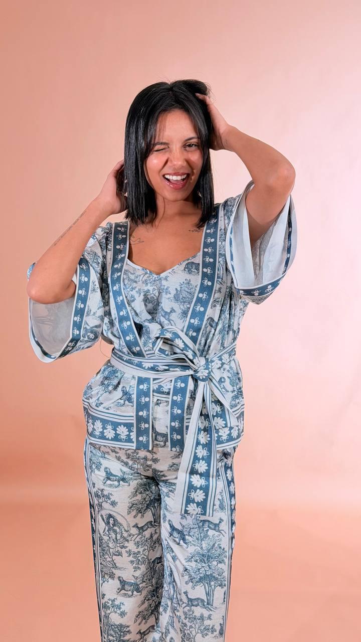FRACOMINA Kimono fantasia FS26SJ3008W459K5 BLU 