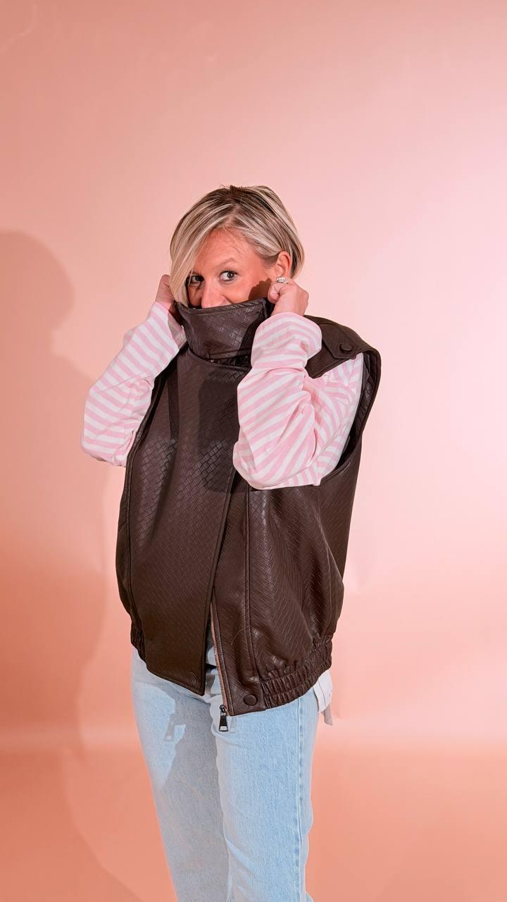 TENSIONE IN Bomber gilet intrecciato 26D4560 MORO 