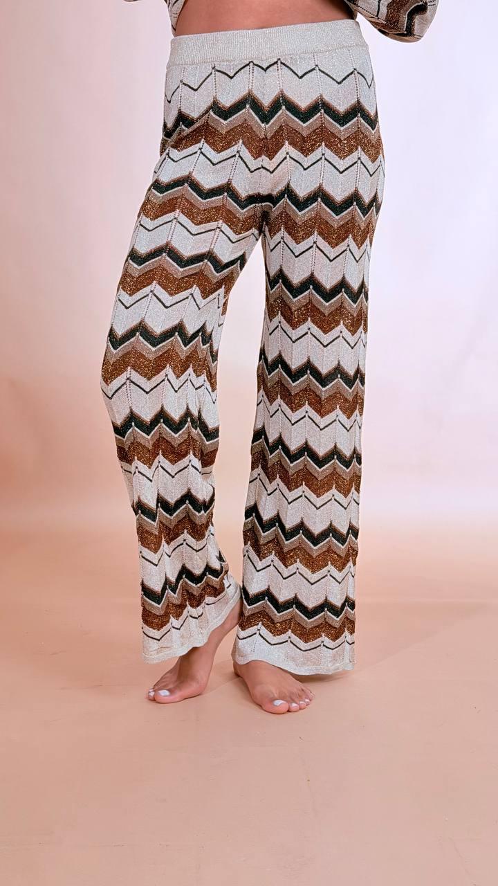 SOUVENIR Pantalone zigzag Z39R0165 BRONZO 