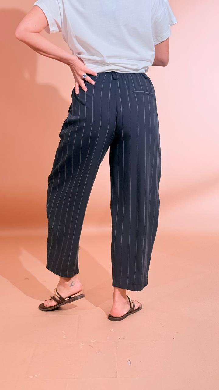 LEVA Pantalone baloon gessato P1552 BLU 