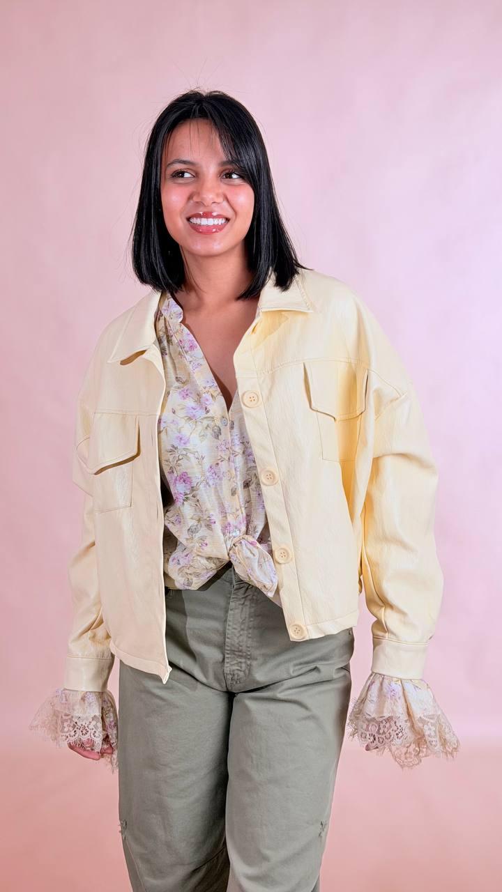 HAVE ONE Bomber ecopelle JJK-Q037 GIALLO 