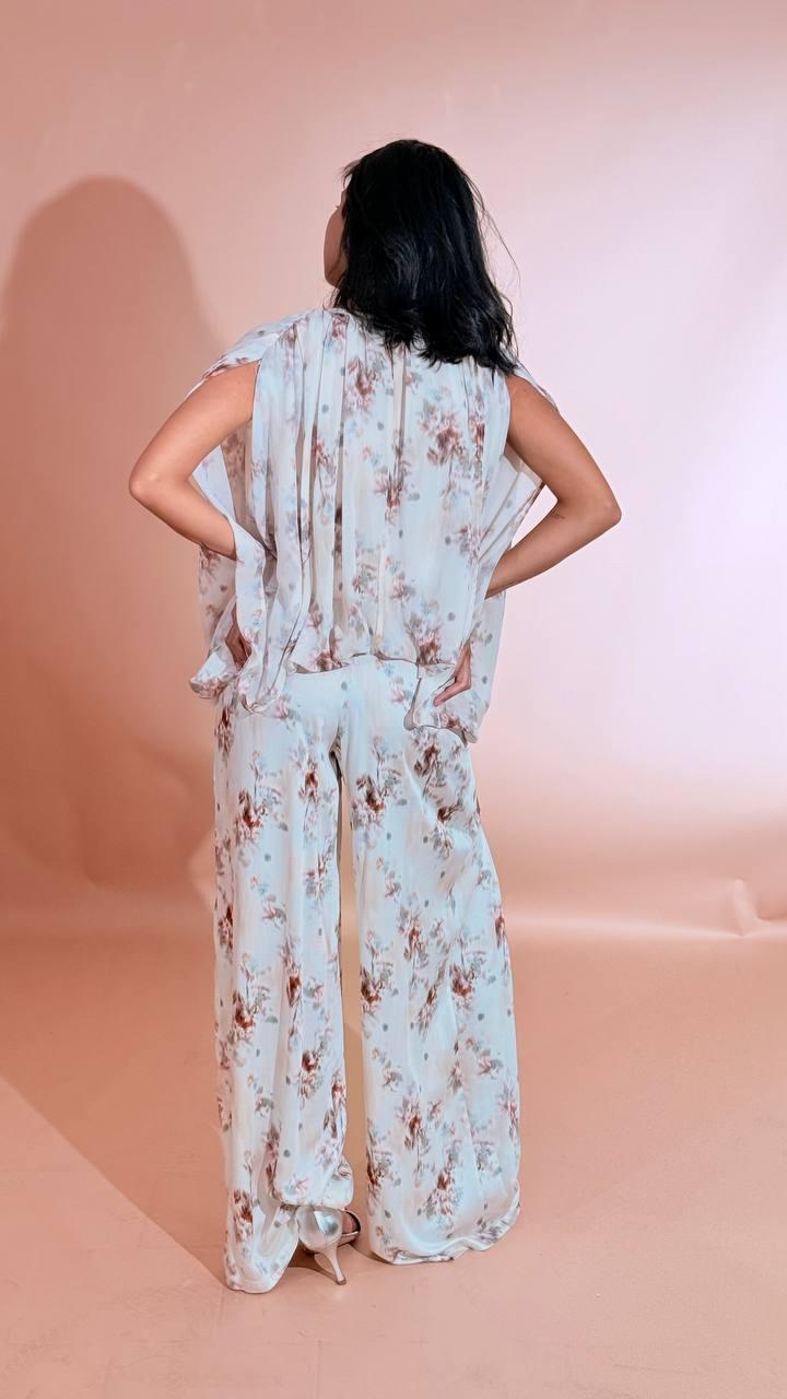 H2O Blusa floreale smanicata SAWIGI AVORIO 
