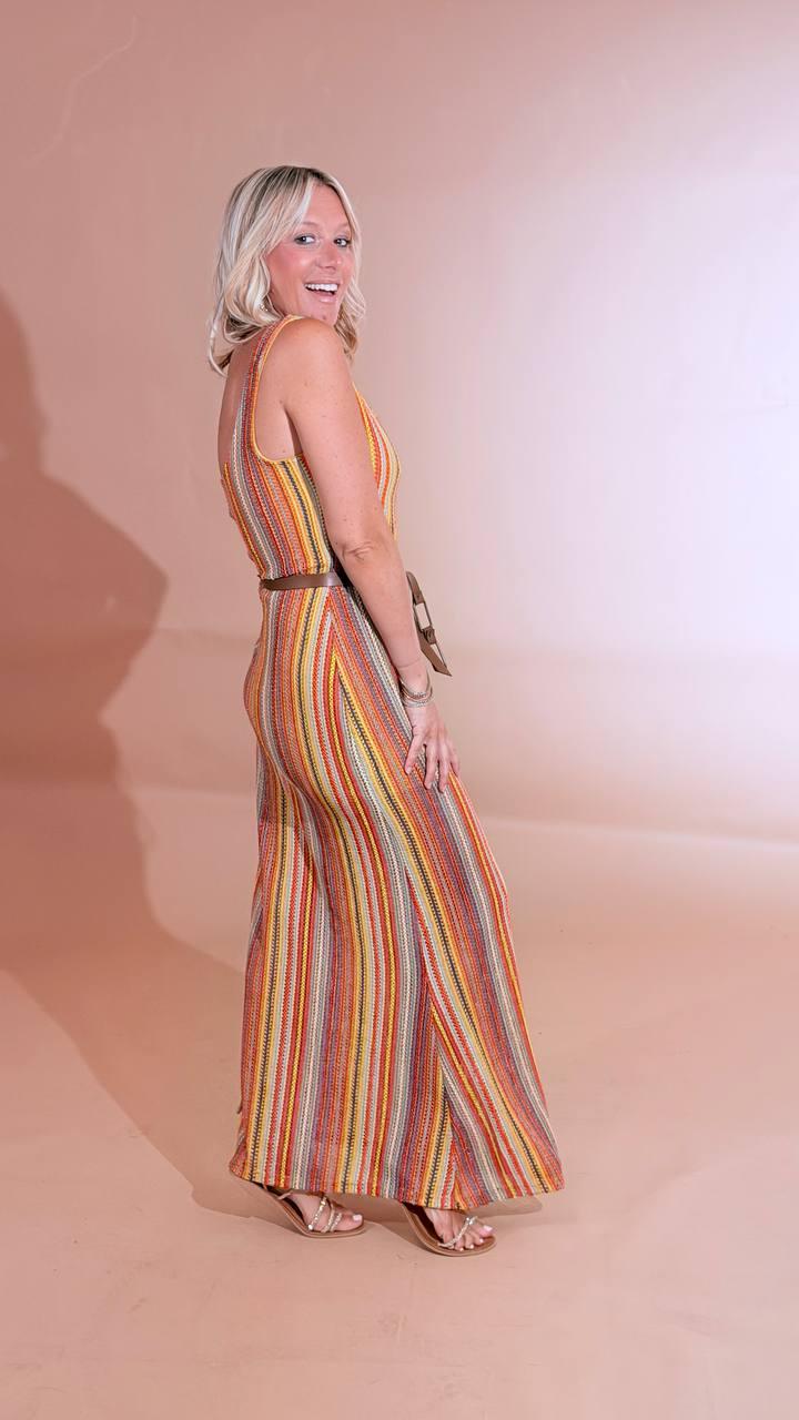 HAVE ONE "arcobaleno" abito scollo quadtrao AMA-Q245 MULTICOLOR 