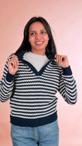 HAVE ONE Maglia polo rigata MNC-Q087 BLU/PANNA 